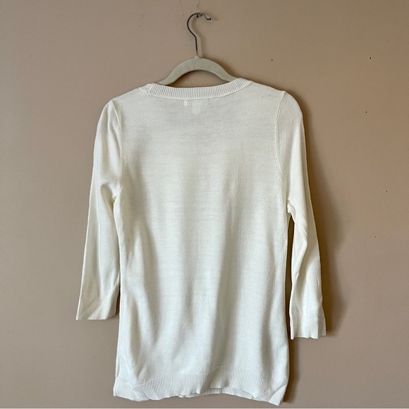 NY & CO | Cream Studded Snowflake Knit Sweater Sz M - Picture 3 of 6